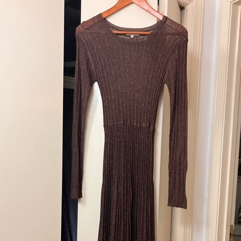 Moon River Exclusive Brown Long Sleeve Maxi Dress Size L NEW WITHOUT TAGS